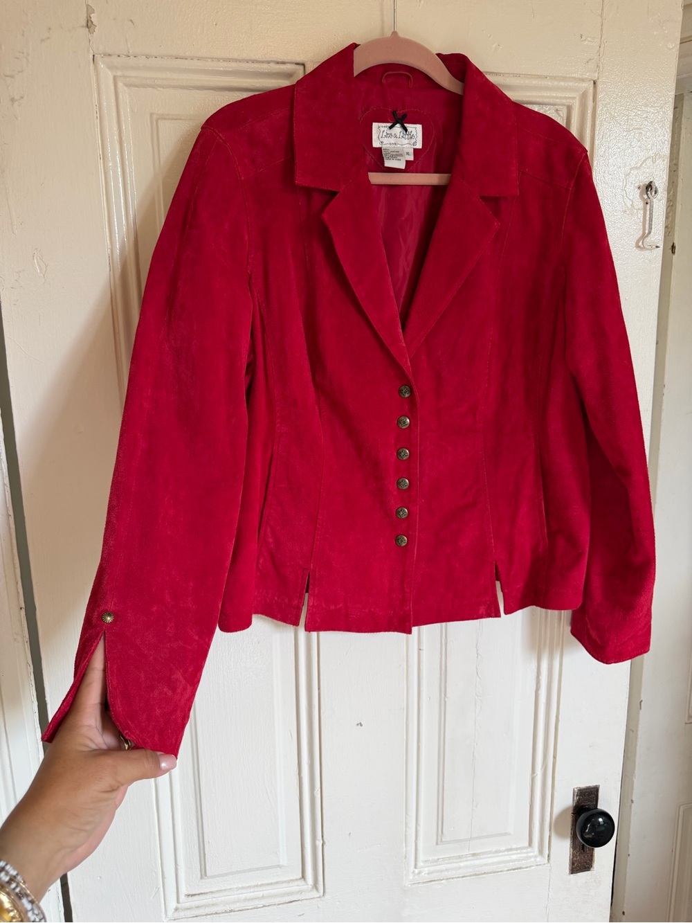 Vintage Red leather Button-Front Jacket size extra large